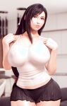 Big Tits 3D Big Tits Babe Tifa Wearing Transparent White Tank Top