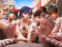 Multiple Overwatch Girls Showing Off Their Cum Covered Bare Feet