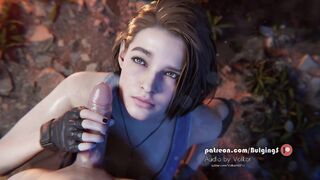 3D Jill Valentine from Resident Evil Strokes CGI Cock Till it Makes Facial - Porn Animation