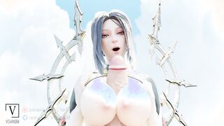 High Priestess Angel Babe in 3D Titfuck POV porn animation