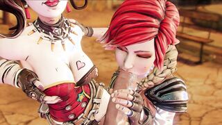 Moxxi & Lilith From Borderlands Sucking Off Lucky Guy in POV 3D Blowjob Porn Animation