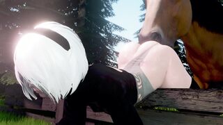 Horse Eating Out 2B Pussy in Nier Automata Porn Animation