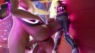 3D Babe Sombra From OW Fucked Against The Wall in Hardcore Porn Animation