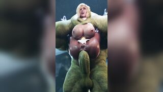 Powergirl Fucked by Gigantic Cock Hulk