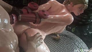 3D Blonde Cammy from Street Fighter Creampied Doggystyle in Animated Adult Video