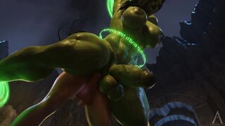 Hela Pounding Horse Cock She-Hulk in Back Door - Fantasy Porn Animation