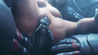 Fantasy Cyberpunk Brunette Fucked by Kiborg in Animated Bizzare Porn Video