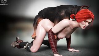 Redhead Babe Doggystyle Humped by Dog Cock in Beastiality Anime Porn