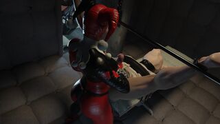 3D Harley Quinn Mounts Strap-On and Shows Femdom to a Kinky Big Cocked Guy