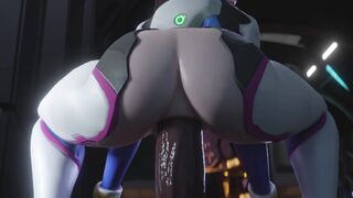 Adorable Dva Reverse Cowgirl Bouncing on BBC & Gets Creampied