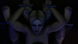 BDSM 3D Harley Strapped to Wall with her Legs Behind Head