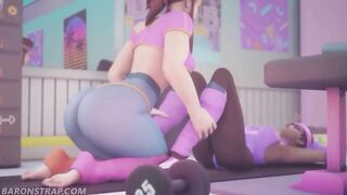 3D Lesbians Brigitte & Sombra Playing With Sex Toys at the Gym