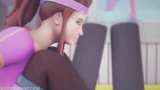 3D Lesbians Brigitte & Sombra Playing With Sex Toys at the Gym