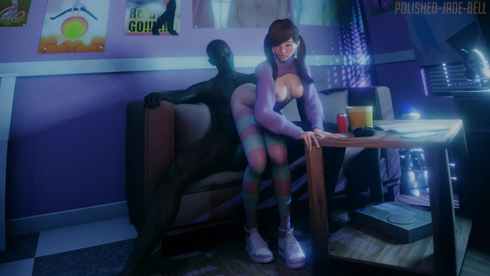 Tiny Schoolgirl DVA from Overwatch Bouncing on a Huge Black Cock - 3D Porn  Animation by Polished Jade Bell