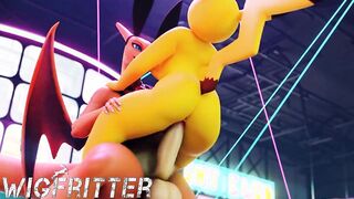 Animated 3D Pikachu Girl Fucked by Futanari Charizard