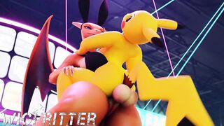 Animated 3D Pikachu Girl Fucked by Futanari Charizard