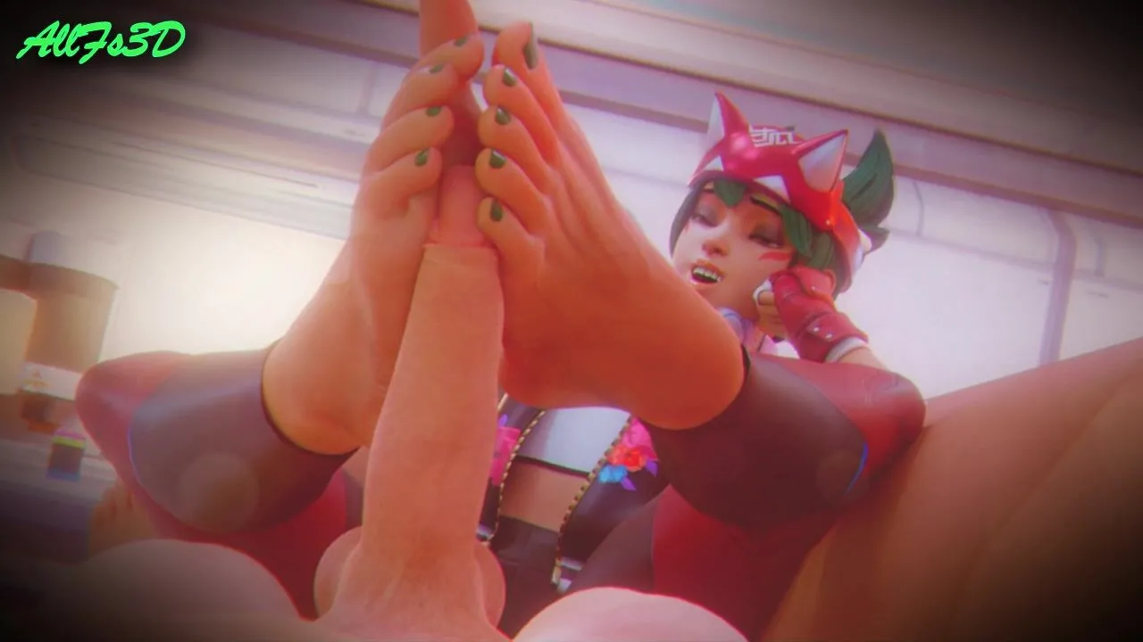 POV: 3D Kiriko Plays with Her Feet Over your Cock - Footjob Porn Animation