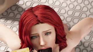 Realistic Animated Redhead Shoveling BBC Down her Throat