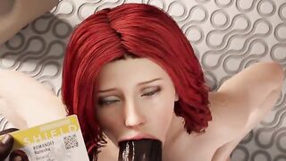 Realistic Animated Redhead Shoveling BBC Down her Throat