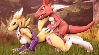 Guilmon fucks Renamon doggystle