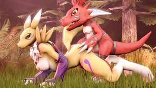 Guilmon fucks Renamon doggystle