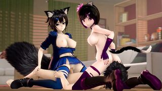 Cute catgirl threesome with Hibiki and Kaat
