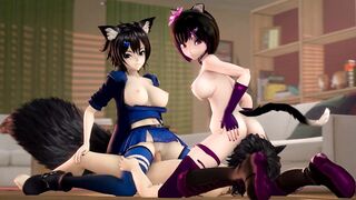 Cute catgirl threesome with Hibiki and Kaat