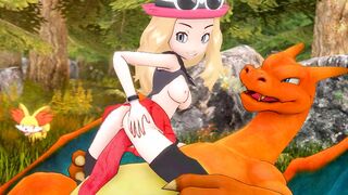 Serena catching a wild Charizard