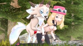 Horny Serena gets fucked by wild Lycanroc