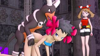 Phoebe gets defeated by May and forced to have sex with her Houndoom