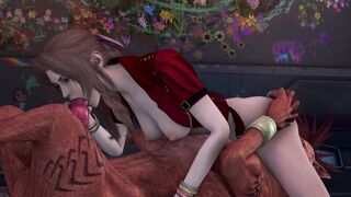 Aerith sucking Red XIII's cock