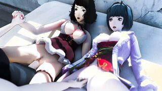 Tae & Sadayo Teaming Up to Please Joker - Persona 3D Hentai