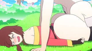 Kazuma Takes Advantage of Paralyzed Megumin and Fucks Her Phat Ass Out in the Open