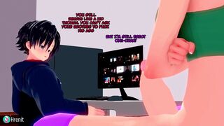 Anime Futanari Dick-Girl Waiting for Her Brother to Finish the Game and Finally Fuck Her