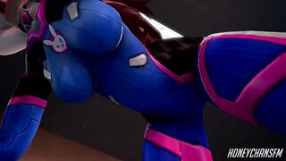 Dva's Plugsuit Busts Open & Her Pussy Explodes in Cum while Futa Mei Fucks Her Mouth (Extreme 3D Porn)