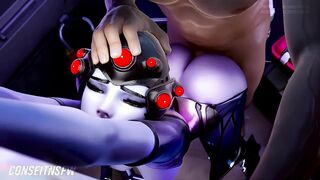 Rope Tied 3D Widowmaker gets fucked rough (BDSM)