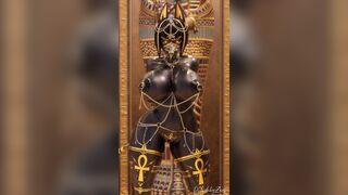 Dark Egyptian Goddess Grooving While Chains Cover her Massive Tits
