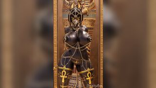 Dark Egyptian Goddess Grooving While Chains Cover her Massive Tits