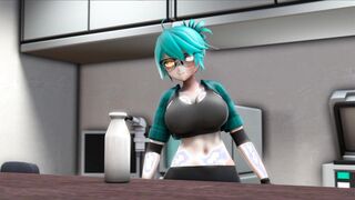3D Anime Eva Experimenting with Boob Inflation