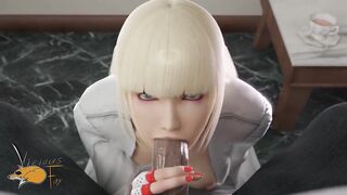 Tekken 3D Blonde Bangs Lili does POV Blowjob