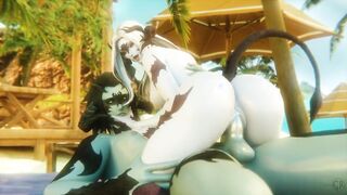Animated Naked Lady With a Tail Cowgirl Riding 3D Dick