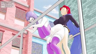 3D Futa Raven Fucked in Standing Doggy by Dick Girl Redhead