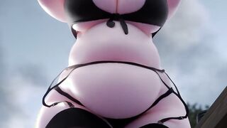 Lingerie Dressed & Curvy 3D Mei Filling Herself Up by Hose (Belly Inflation)