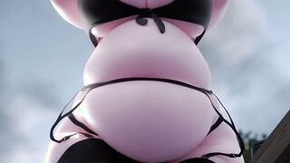 Lingerie Dressed & Curvy 3D Mei Filling Herself Up by Hose (Belly Inflation)