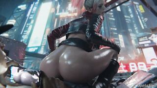 Harley Quinn Squatting Dick in Reverse