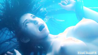Tifa gets fucked underwater by multiple tentacles