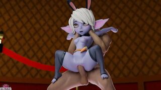 Tristana Stomach Bulged in Stand And Carry Sex Position