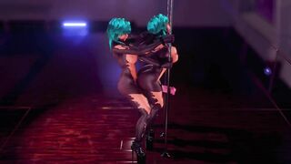 Horse Dick Futanari Pounding from behind another Futa Holding Stripper Pole