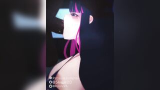 E-Girl with Bangs Sucking Big Black Cartoon Dick Deep and then gets Fucked from Behind