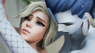 Futa Widow Fucked Mercy Against the Wall (Creampie)